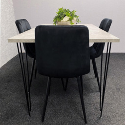 Kosy Koala 4 Seater Grey and Black Velvet Dining Table Set - Multi - Wilko - thumbnail 7