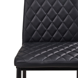 Living and Home Black Diamond-Quilted PU Leather Upholstered Bar Stool Set of 2 - Wilko - thumbnail 5