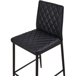 Living and Home Black Diamond-Quilted PU Leather Upholstered Bar Stool Set of 2 - Wilko - thumbnail 4