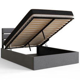 GFW Hudson King Size Grey End Lift Ottoman Bed with SC Bonnell Mattress - Wilko - thumbnail 5