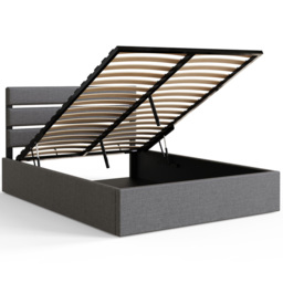 GFW Hudson King Size Grey End Lift Ottoman Bed with SC Bonnell Mattress - Wilko - thumbnail 6