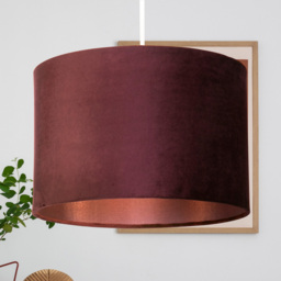 Lighting Collection Calista Velvet Plum Ceiling Shade - Size: 20 x 30 x 30cm - Brown - Wilko - thumbnail 3