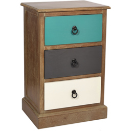 Pacific Lifestyle Loft 3 Drawer Multicolour Pine Wood Bedside Table - Blue - Wilko - thumbnail 3