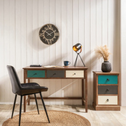 Pacific Lifestyle Loft 3 Drawer Multicolour Pine Wood Bedside Table - Blue - Wilko - thumbnail 4