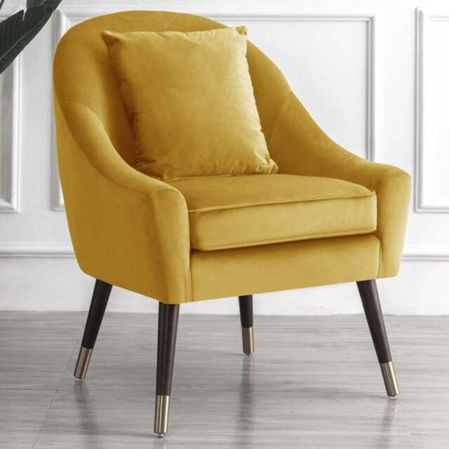 Artemis Home Octavia Yellow Velvet Accent Chair - Size: Single - Wilko - image 1