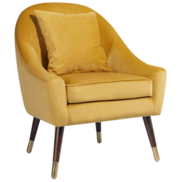 Artemis Home Octavia Yellow Velvet Accent Chair - Size: Single - Wilko - thumbnail 3