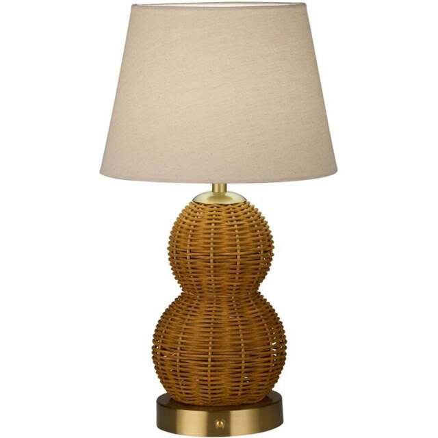 Lighting Collection Tusk Natural Rattan Rechargeable LED Table Lamp - Size: 45 x 25.5 x 25.5cm - Antique Antique Brass - Wilko - image 1