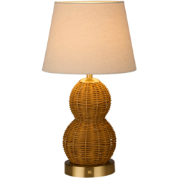 Lighting Collection Tusk Natural Rattan Rechargeable LED Table Lamp - Size: 45 x 25.5 x 25.5cm - Antique Antique Brass - Wilko - thumbnail 4