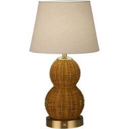 Lighting Collection Tusk Natural Rattan Rechargeable LED Table Lamp - Size: 45 x 25.5 x 25.5cm - Antique Antique Brass - Wilko - thumbnail 1