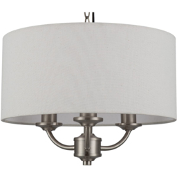 Cosylyte Winston 3 Light Faux Linen Outer Shade Pendant Light - Size: 19 x 35 x 35cm - Silver - Wilko - thumbnail 5