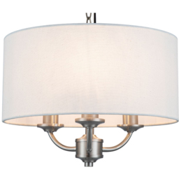 Cosylyte Winston 3 Light Faux Linen Outer Shade Pendant Light - Size: 19 x 35 x 35cm - Silver - Wilko - thumbnail 4