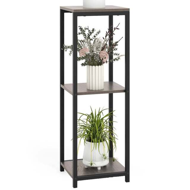 Costway 3 Shelf Grey Metal Corner Plant Stand - Size: 97 x 37 x 11cm - Wilko - image 1