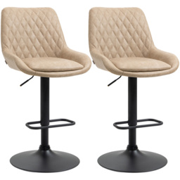 Portland Light Khaki Height Adjustable Bar Stool Set of 2 - Brown - Wilko - thumbnail 3