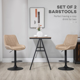 Portland Light Khaki Height Adjustable Bar Stool Set of 2 - Brown - Wilko - thumbnail 5
