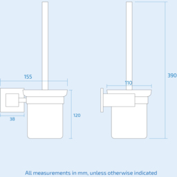 Nes Home Rensa Wall Mounted Toilet Brush with Holder - Size: 37 x 15 x 11.5cm - White - Wilko - thumbnail 4