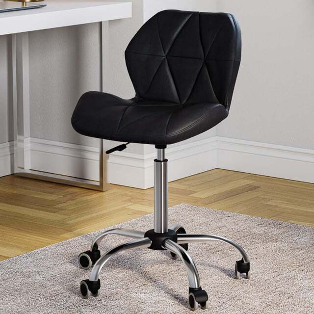 Vida Designs Geo Black PU Faux Leather Swivel Office Chair - Size: 96 x 48 x 49cm - Wilko - image 1