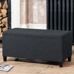 Artemis Home Henbury Black Fabric Storage Ottoman - Size: 45 x 98 x 45cm - Wilko