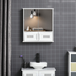 Kleankin White Bathroom Mirror Cabinet - Size: 55 x 17.5 x 60cm - Wilko - thumbnail 5
