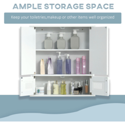 Kleankin White Bathroom Mirror Cabinet - Size: 55 x 17.5 x 60cm - Wilko - thumbnail 7