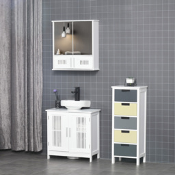 Kleankin White Bathroom Mirror Cabinet - Size: 55 x 17.5 x 60cm - Wilko - thumbnail 6