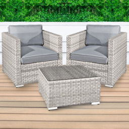 Oseasons Malta 2 Seater Dove Grey Rattan Lounge Set - Wilko - thumbnail 1