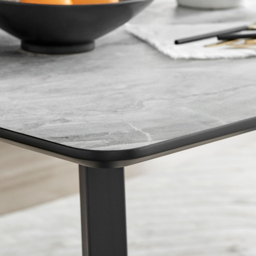 Furniturebox Copeland 6 Seater Dining Table White Marble Effect and Black - Wilko - thumbnail 4