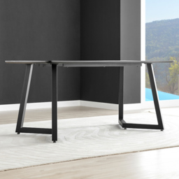 Furniturebox Copeland 6 Seater Dining Table White Marble Effect and Black - Wilko - thumbnail 7
