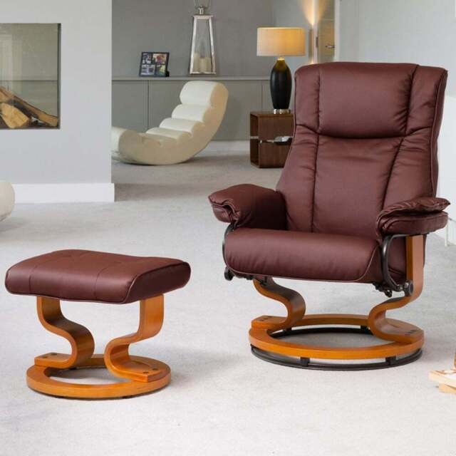 Artemis Home Calhoun Burgundy Massage and Heat Swivel Recliner Chair with Footstool - Size: Single - Red - Wilko - image 1