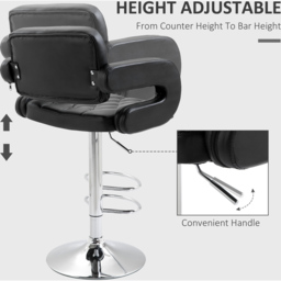 Portland Black PU Leather Height Adjustable Swivel Bar Stool - Size: Single - Wilko - thumbnail 6