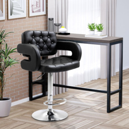 Portland Black PU Leather Height Adjustable Swivel Bar Stool - Size: Single - Wilko - thumbnail 5
