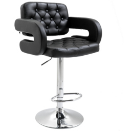 Portland Black PU Leather Height Adjustable Swivel Bar Stool - Size: Single - Wilko - thumbnail 3