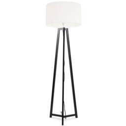 ValueLights Lottie Cream Boucle Drum Shade Black Wood Tripod LED Floor Lamp - Size: 148 x 45 x 45cm - Wilko