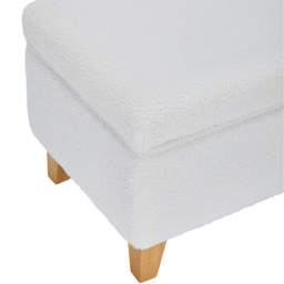 Living and Home White Teddy Fleece Upholstered Storage Ottoman - Size: 36 x 71 x 37cm - Wilko - thumbnail 4