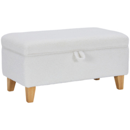 Living and Home White Teddy Fleece Upholstered Storage Ottoman - Size: 36 x 71 x 37cm - Wilko - thumbnail 3