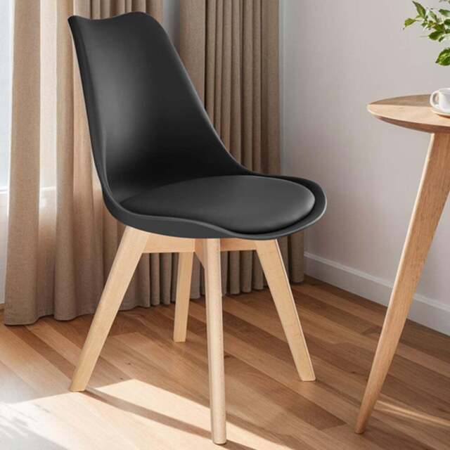 tectake Frederikke Set of 4 Black Ergonomic Dining Chair - Wilko - image 1
