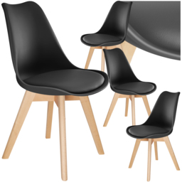 tectake Frederikke Set of 4 Black Ergonomic Dining Chair - Wilko - thumbnail 3