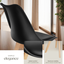 tectake Frederikke Set of 4 Black Ergonomic Dining Chair - Wilko - thumbnail 6