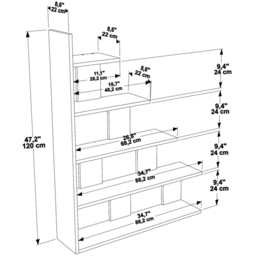 Decorotika Echo Modern 5 Shelf White Ladder Bookcase - Size: 120 x 90 x 21.8cm - Wilko - thumbnail 7