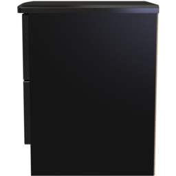 Crowndale Camden 2 Drawer Black Gloss and Black Compact Bedside Cabinet Ready Assembled - Black Gloss & Black - Wilko - thumbnail 5