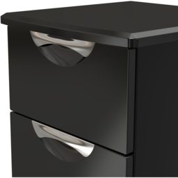 Crowndale Camden 2 Drawer Black Gloss and Black Compact Bedside Cabinet Ready Assembled - Black Gloss & Black - Wilko - thumbnail 7