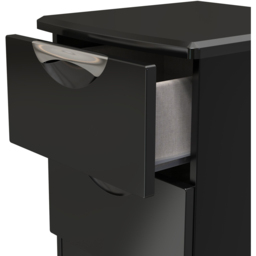 Crowndale Camden 2 Drawer Black Gloss and Black Compact Bedside Cabinet Ready Assembled - Black Gloss & Black - Wilko - thumbnail 6