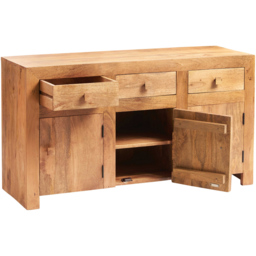 Brooklyn Napoli Toko 3 Door 3 Drawer Light Mango Large Sideboard - Size: 75 x 135 x 45cm - Brown - Wilko - thumbnail 4