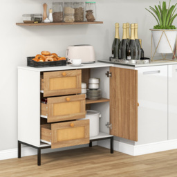 Costway Single Door 3 Drawer White Rattan Cabinet - Size: 96 x 52 x 19cm - Wilko - thumbnail 7