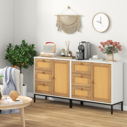 Costway Single Door 3 Drawer White Rattan Cabinet - Size: 96 x 52 x 19cm - Wilko - thumbnail 6