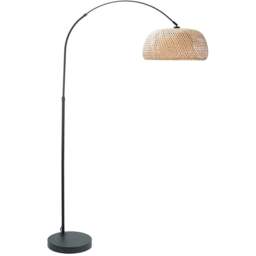 ValueLights Louis Bamboo Donut Shade Black Curved LED Floor Lamp - Size: 180 x 45 x 109cm - Wilko