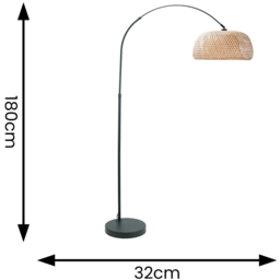 ValueLights Louis Bamboo Donut Shade Black Curved LED Floor Lamp - Size: 180 x 45 x 109cm - Wilko - thumbnail 5
