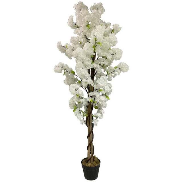 Leaf White Cherry Blossom Artificial Tree in Pot 150cm - Size: 150 x 60 x 60cm - Wilko - image 1