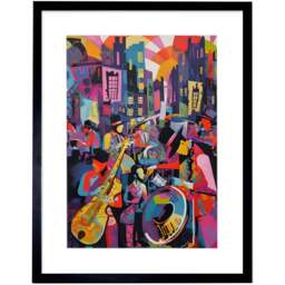 Artery8 New Orleans Jazz Festival Sunset Street Musicians Framed Wall Art Print 30 x 41cm - Size: 43.3 x 33.3 x 1.5cm - Multi - Wilko - thumbnail 1