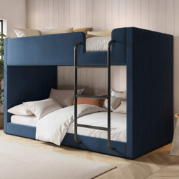 Flair Eden Navy Velvet Bunk Bed - Size: Single - Blue - Wilko