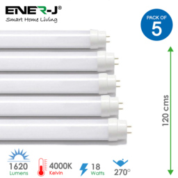 ENER-J Retrofit T8 18W 4000K LED Nano Plastic Tube 120cm 5 Pack - Size: 20 x 20 x 10cm - Wilko - thumbnail 7